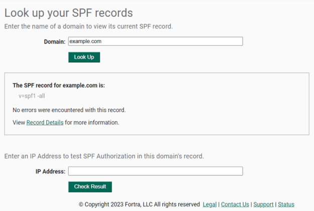 SPF Look up Records.